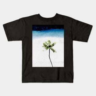 Coconut palm tree on the beach Kids T-Shirt